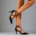 Women's Low Heel Adjustable Strap Sandals — Bess Pointed Toe Cross-Strap