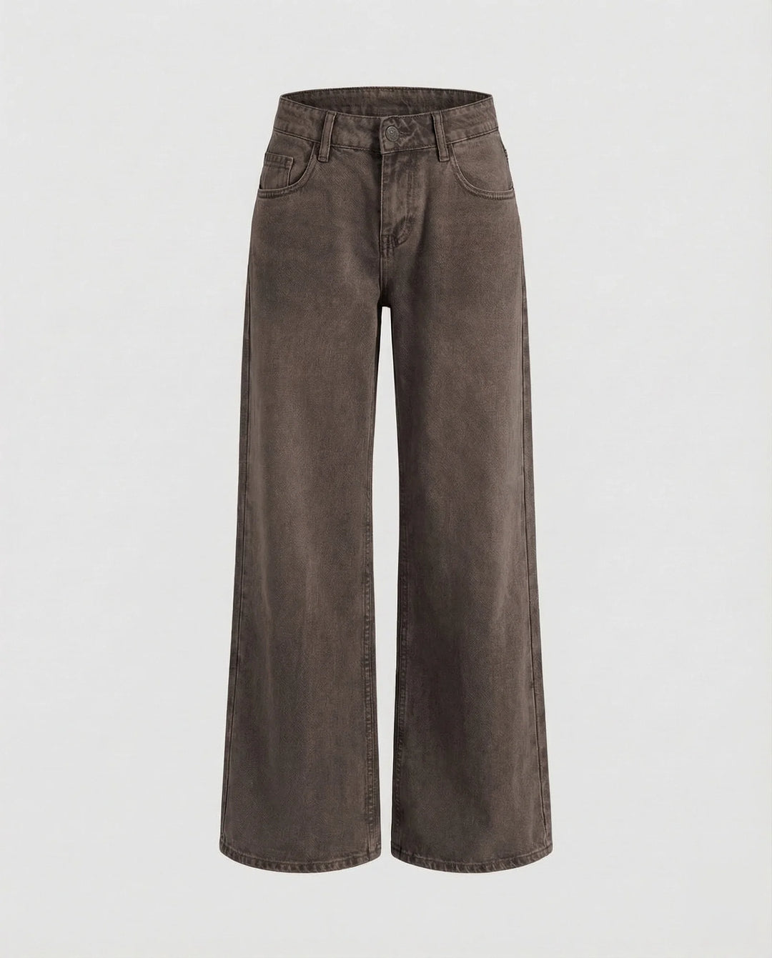 Brown Women's Low Rise Straight Leg Jeans - Flat Lay