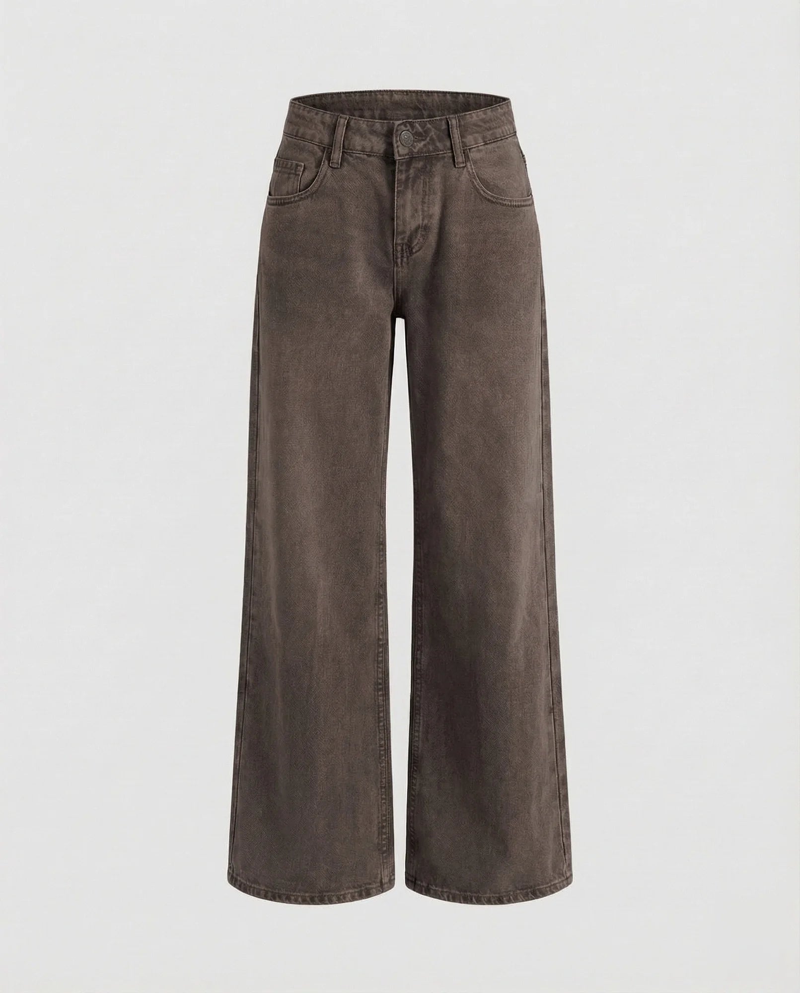 Brown Women's Low Rise Straight Leg Jeans - Flat Lay