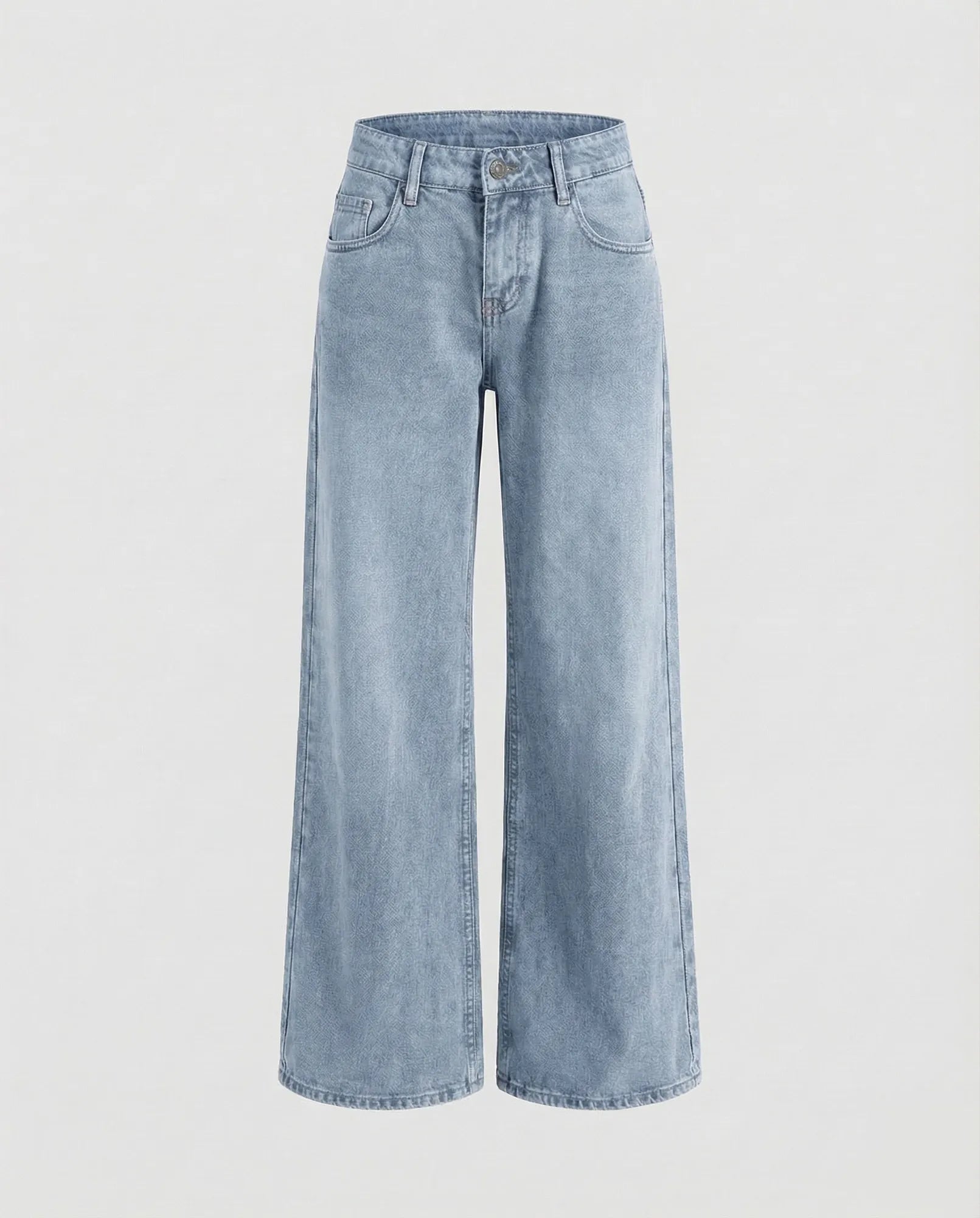 Light Blue Women's Low Rise Straight Leg Jeans - Flat Lay