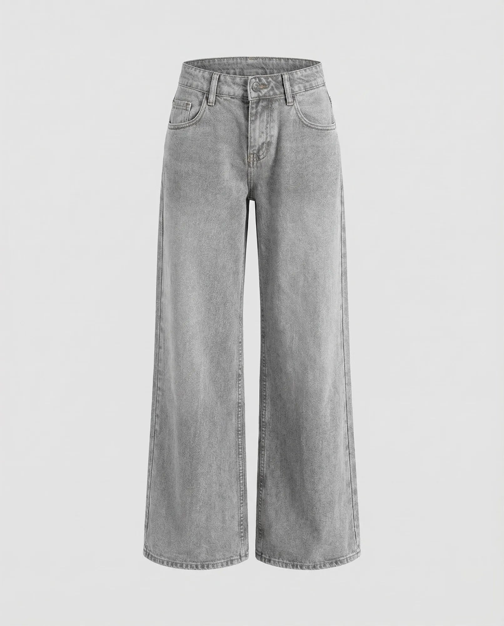 Light Gray Women's Low Rise Straight Leg Jeans - Flat Lay