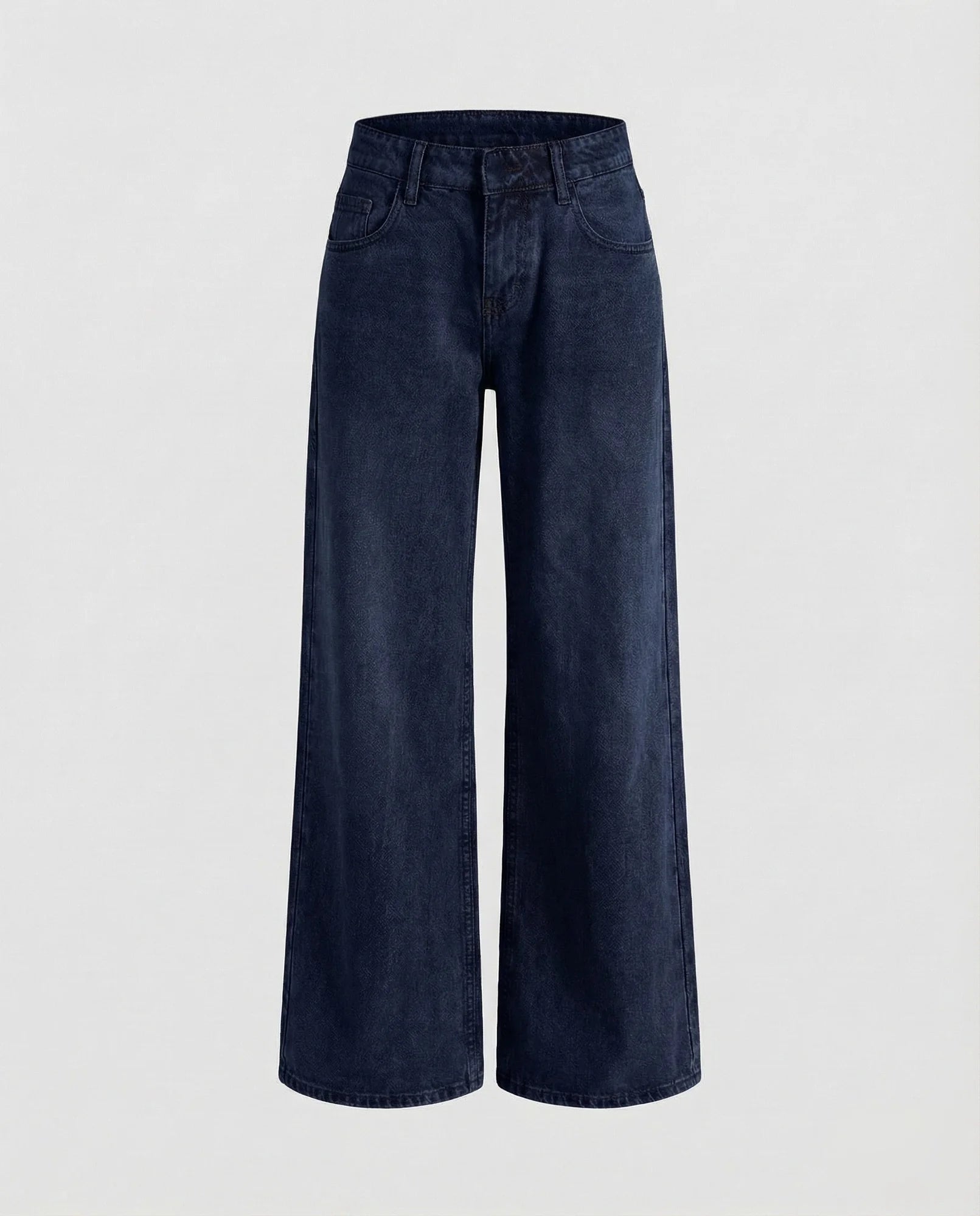 Navy Blue Women's Low Rise Straight Leg Jeans - Flat Lay