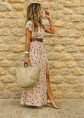 Women's Summer Maxi Dress — Aubrey Floral Belted V-Neck