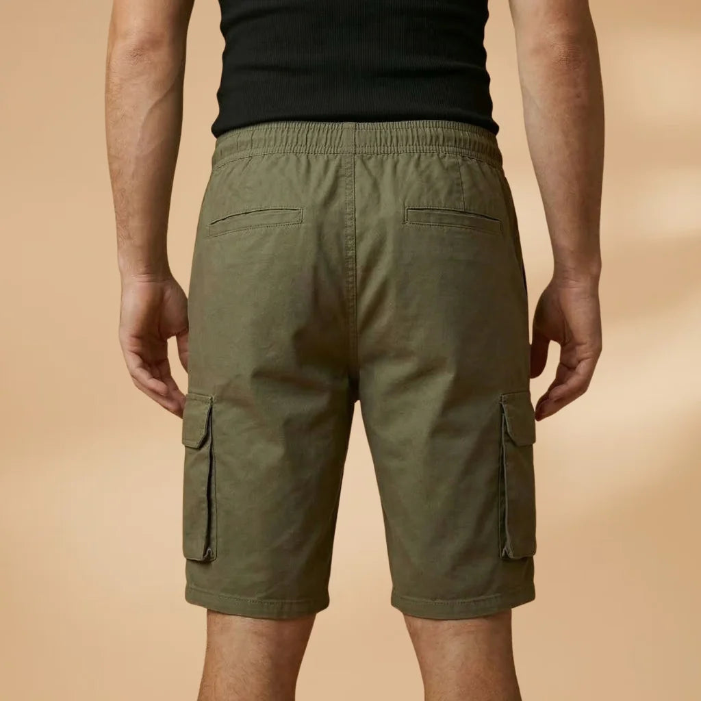 Army Men's Cargo Shorts — Henry Drawstring Pockets Military - Green Back Full