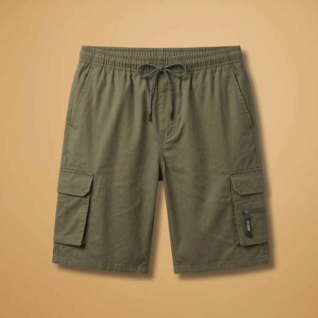 Army Men's Cargo Shorts — Henry Drawstring Pockets Military - Green Front Full