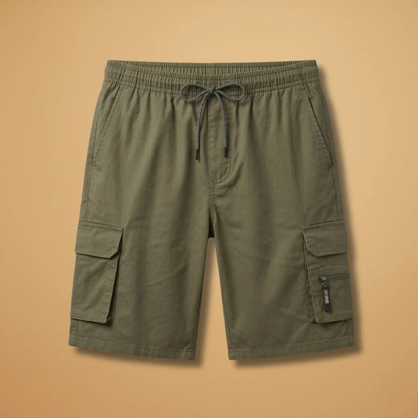 Army Men's Cargo Shorts — Henry Drawstring Pockets Military - Green Front Full