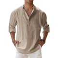 Men's Linen Henley Summer Shirt — Brody Button Neck Relaxed