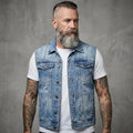 Men's Denim Vest — Owen Multi-Pocket Sleeveless Jacket