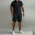 Men's Polo and Shorts Two-Piece Set — Theo Zip-Up Collar Athletic