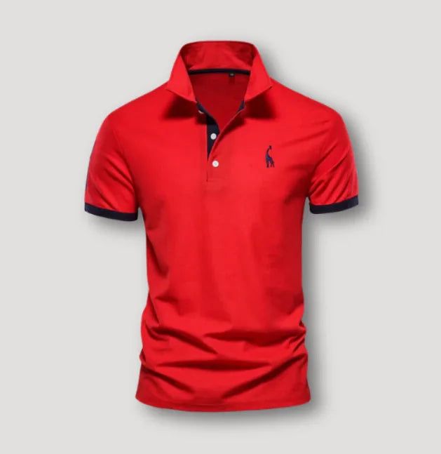 Rood Men's Short Sleeve Polo Shirt — Harrison Contrast Trim Slim Fit - Front Detail