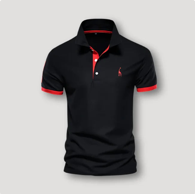 Zwart Men's Short Sleeve Polo Shirt — Harrison Contrast Trim Slim Fit - Front Studio