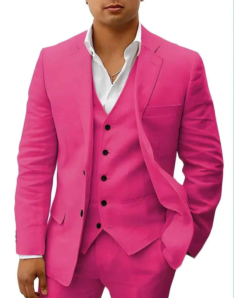 Mint Men's Three-Piece Linen Wedding Suit — Wyatt Formal Lapel - Fresh Front