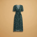 Grace | Chic Midi Wrap Dress with V-Neck and Tie Waist