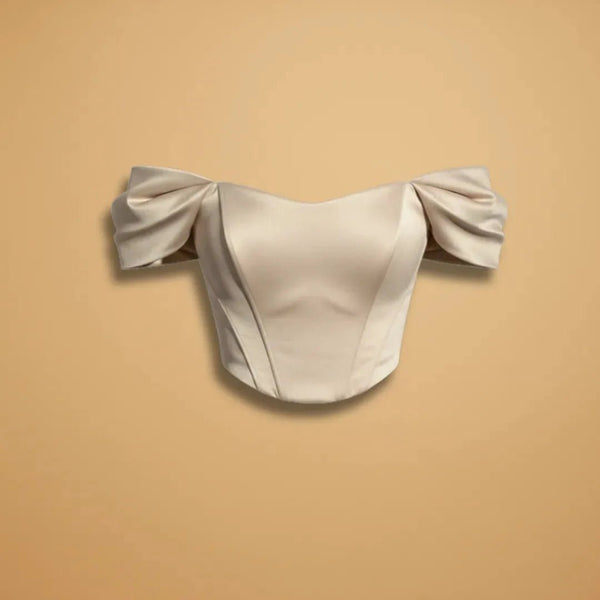 Rosie | Elegant Off Shoulder Top With Sweetheart Neckline - Beige - 1