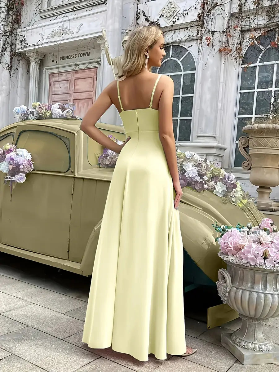 Yellow Women's One Shoulder Ruffle Dress - Back