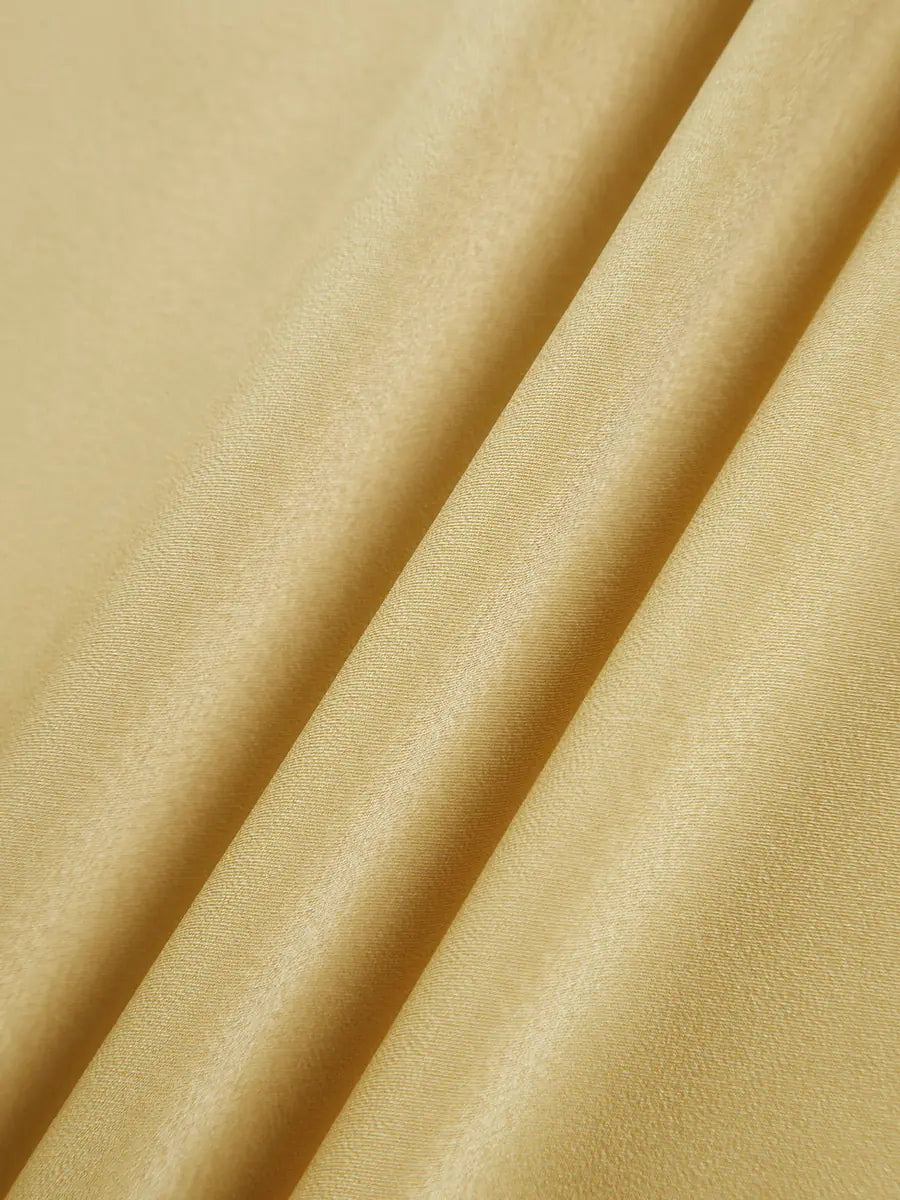 Yellow Women's Satin Maxi Dress Back Slit — Hermione One Shoulder Cut-Out - Fabric Texture