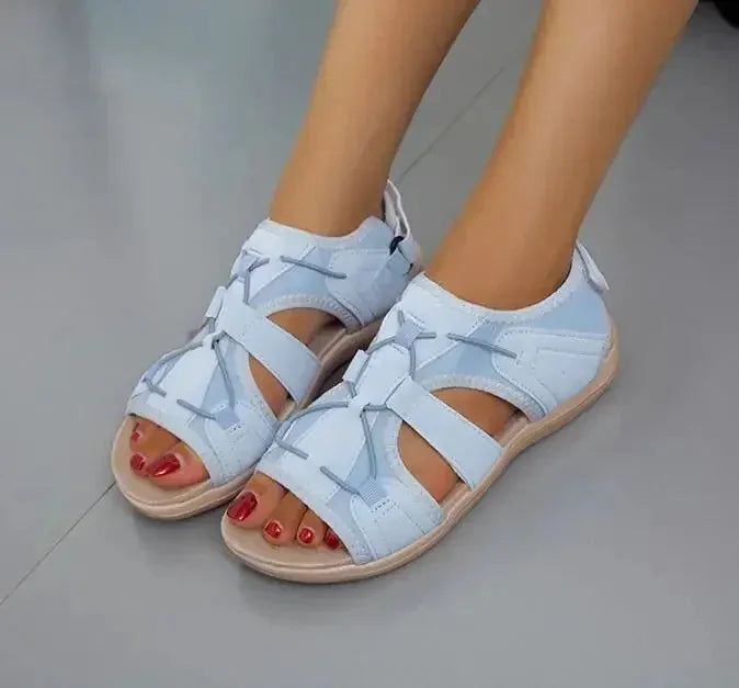 Blue Women's Orthopedic Sandals — Quinn Adjustable Closed-Toe Comfort - Front Angle
