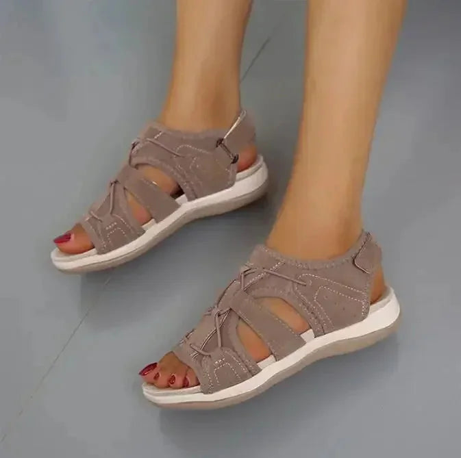 Khaki Women's Orthopedic Sandals — Quinn Adjustable Closed-Toe Comfort - Comfort Shot