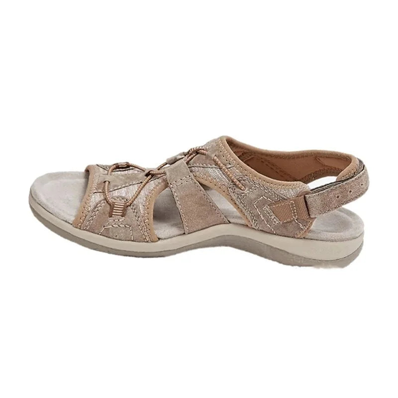 Khaki Women's Orthopedic Sandals — Quinn Adjustable Closed-Toe Comfort - Sole View