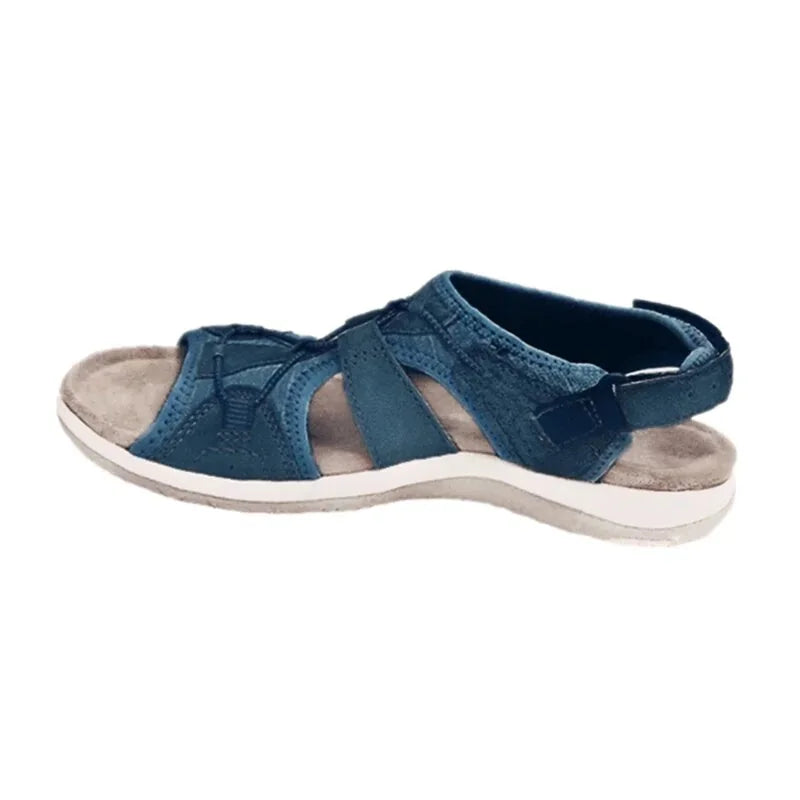 Navy Women's Orthopedic Sandals — Quinn Adjustable Closed-Toe Comfort - Side Profile