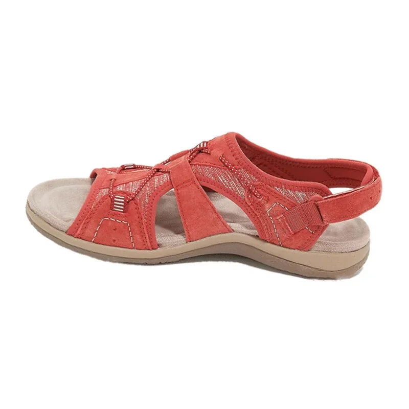 Red Women's Orthopedic Sandals — Quinn Adjustable Closed-Toe Comfort - Product Shot