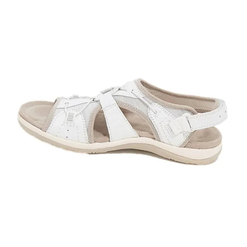 White Women's Orthopedic Sandals — Quinn Adjustable Closed-Toe Comfort - Studio Flat