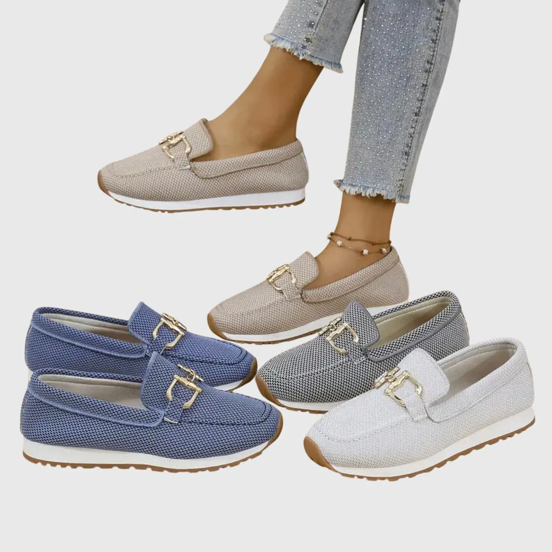 Beige Women's Orthopedic Loafers — Pia Chain Detail Athletic Comfort - Color Variants