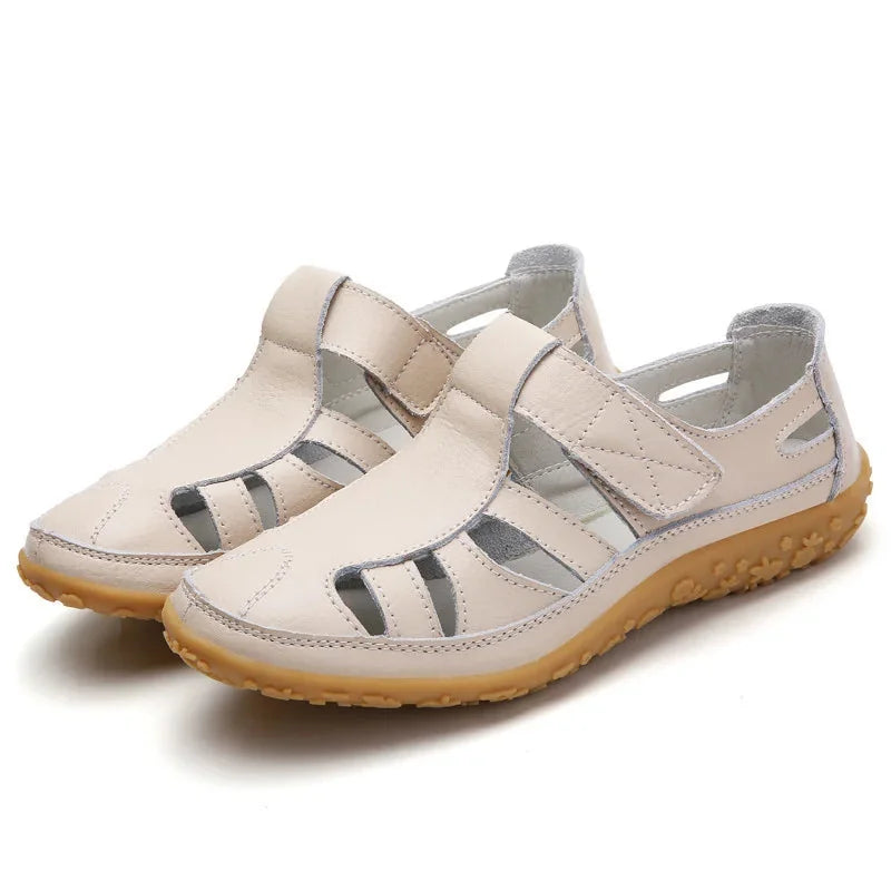Apricot Women's Orthopedic Non-Slip Sandals — Vanessa Cushioned Breathable T-Strap - Studio Pose