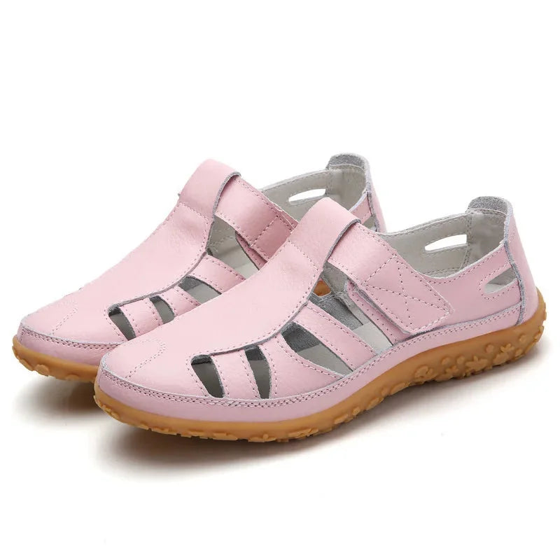 Pink Women's Orthopedic Non-Slip Sandals — Vanessa Cushioned Breathable T-Strap - Studio White