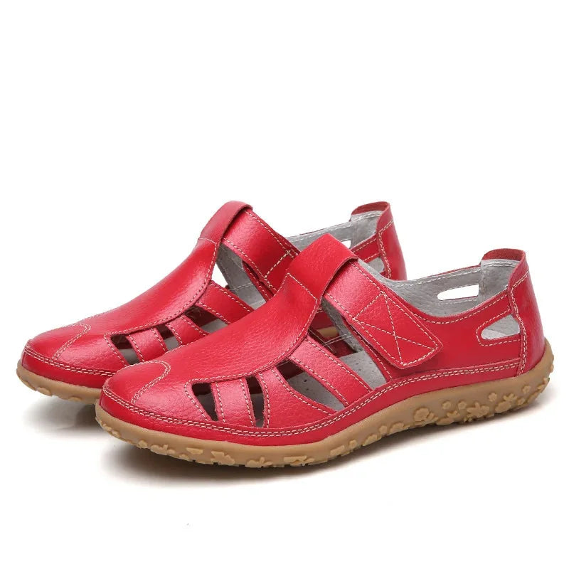 Red Women's Orthopedic Non-Slip Sandals — Vanessa Cushioned Breathable T-Strap - Studio White