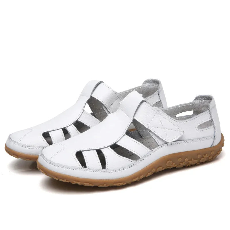 White Women's Orthopedic Non-Slip Sandals — Vanessa Cushioned Breathable T-Strap - Studio