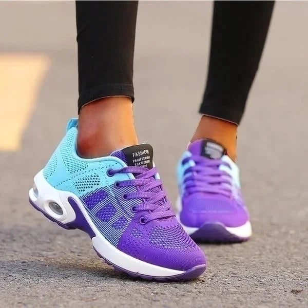 Blue Women's Orthopedic Premium Sneakers — Cassie Breathable Athletic Running - Purple Front Full