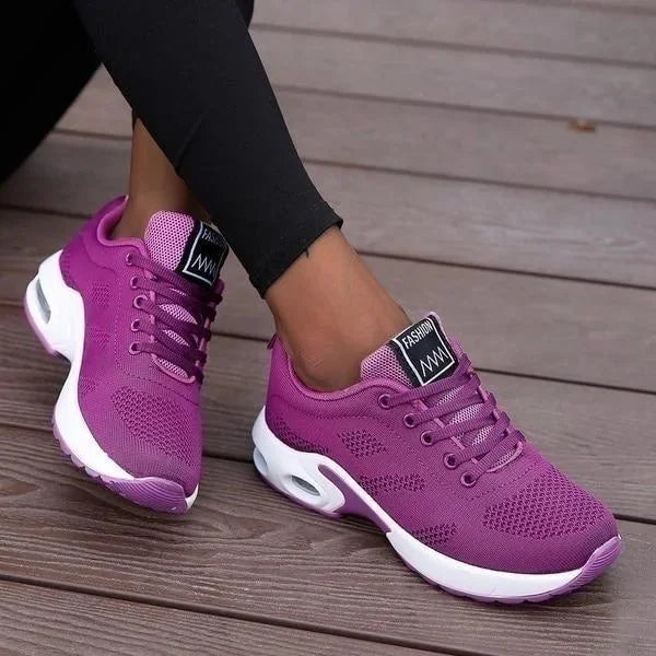 Purple Women's Orthopedic Premium Sneakers — Cassie Breathable Athletic Running - Studio White