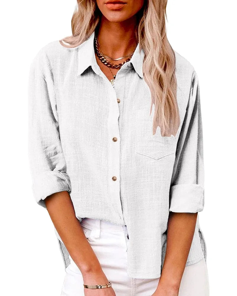 Wit Women's Oversized Button Down Shirt — Una Relaxed Fit Linen - Studio White