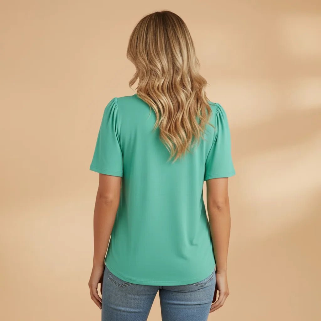 Vivienne | Elegant Women's T-Shirt with Pintuck Detail - Mint - 4