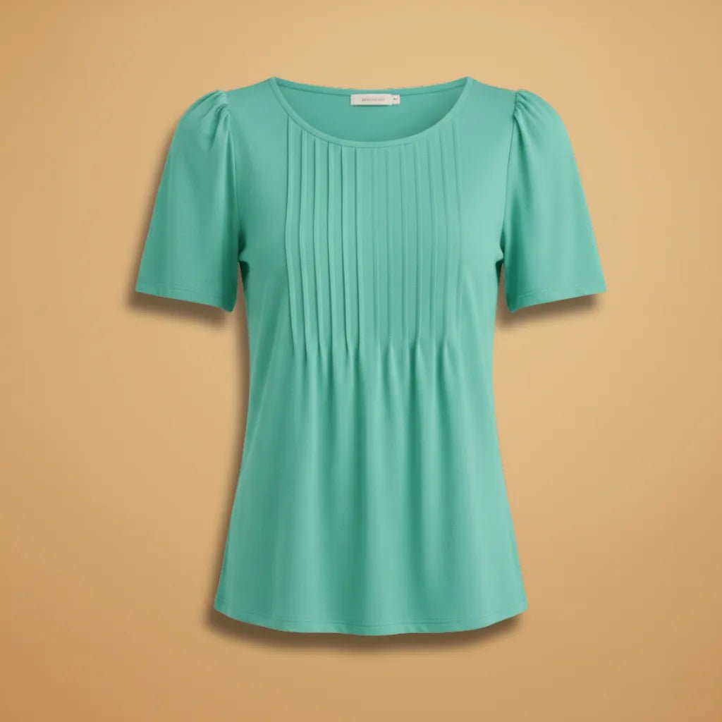 Vivienne | Elegant Women's T-Shirt with Pintuck Detail - Mint - 1