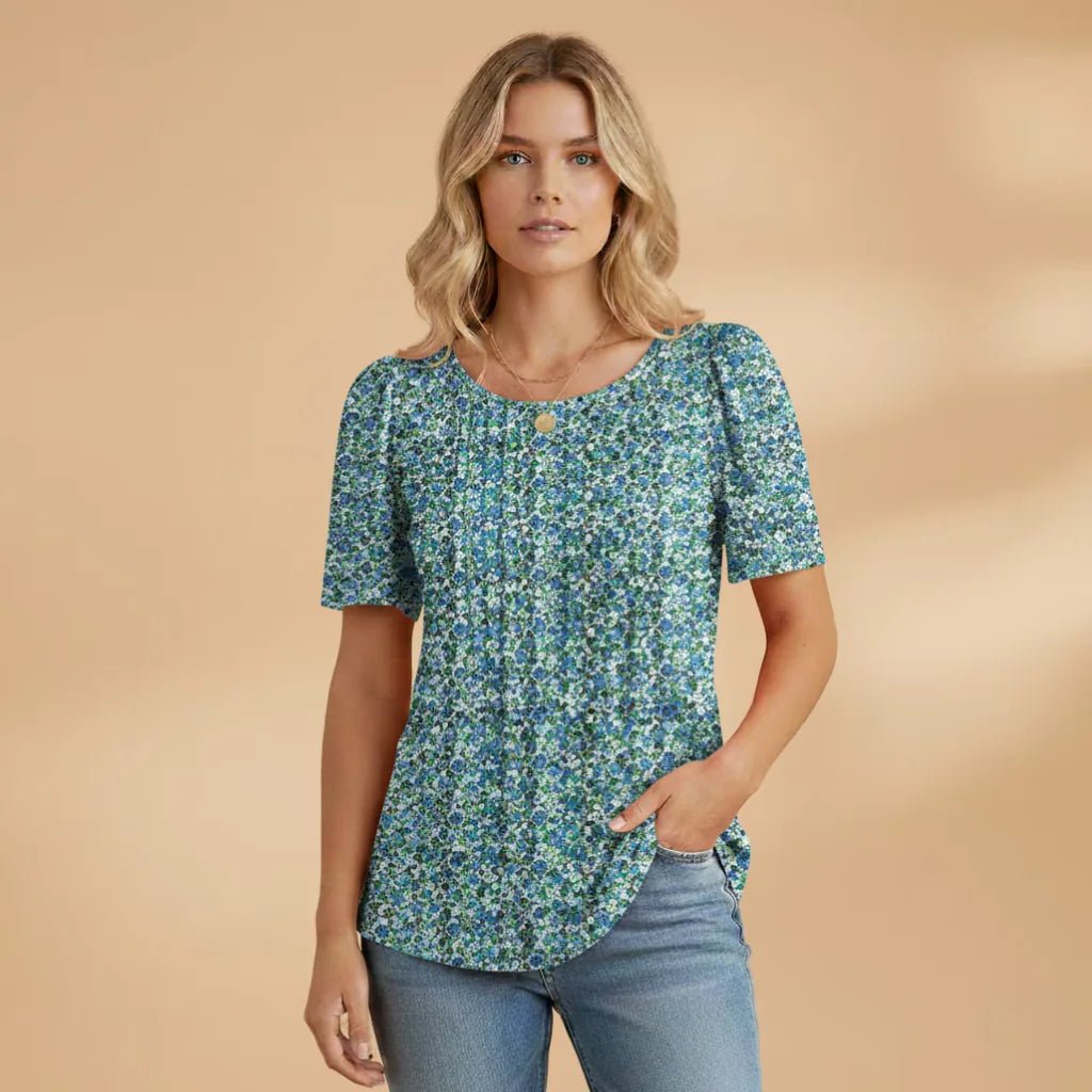 Vivienne | Elegant Women's T-Shirt with Pintuck Detail - White - 11