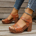 Women's Platform Sandals — Amara Studded Block Heel