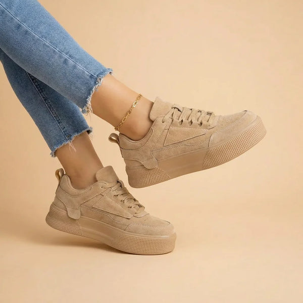 Women's Platform Sneakers — Faith Suede Lace-Up Low-Top