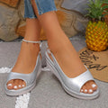 Daphne | Stylish Platform Wedge Silver Sandals