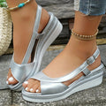 Emma | Stylish Platform Wedge Silver Sandals