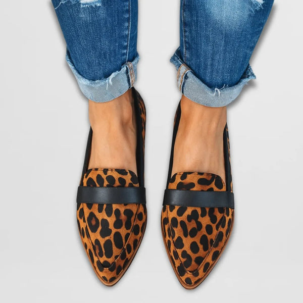 Isabella | Women's Pointed Toe Slip On Loafers - Leopard - 1