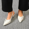 Celeste | Elegant Pointed Toe White Kitten Heels With Buckle