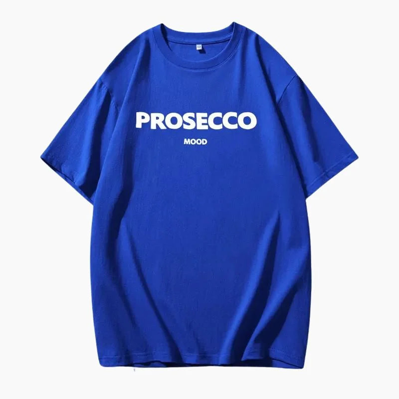 Blue Women's Prosecco Graphic T-Shirt — Sonia Cotton Crew Neck Casual - Studio