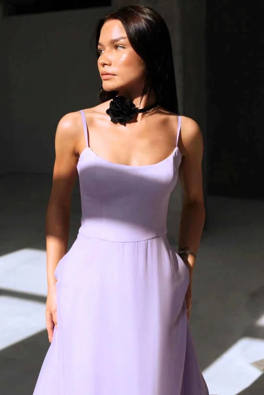 Sienna | Chic Ruffle Midi Wedding Guest Dress - Lilac - 3