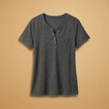 Vivienne | Short Sleeve Henley T-Shirt with Pocket Detail