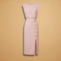 Emma | Sleeveless Button Front Midi Dress