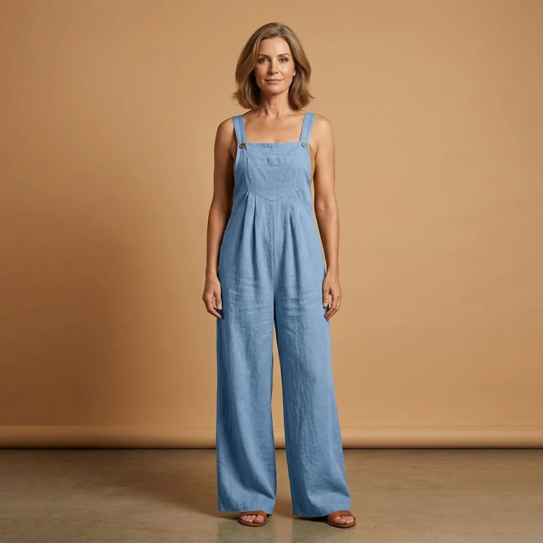 Emma | Sleeveless Women's Jumpsuit With Adjustable Straps - Light Blue - 9