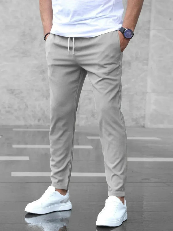 Freya | Stylish Slim Fit Pants with Drawstring Detail - Gray - 1