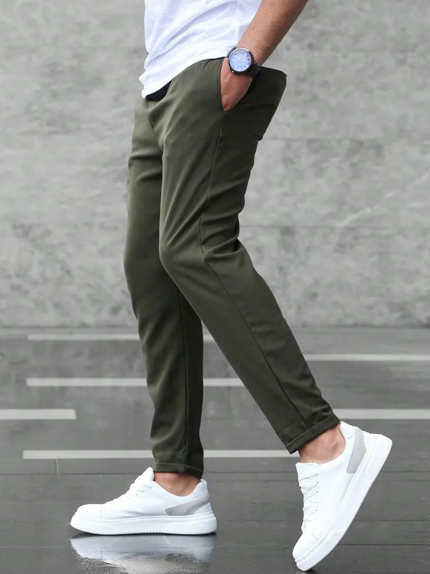 Freya | Stylish Slim Fit Pants with Drawstring Detail - Military Green - 10